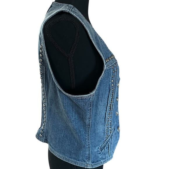 X2 denim laboratory Vest Women’s SIZE LARGE Y2K Style Studded With Pockets - Picture 3 of 6